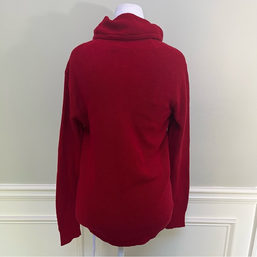 Lauren Ralph Lauren Red Cowl Neck Cotton Sweater Size M - Picture 3 of 11